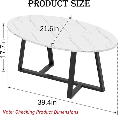 Wolawu Coffee Table Small Oval Table, Modern Center Tea Tables - Image 2