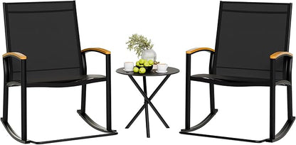 Shintenchi 3 Piece Outdoor Rocking Bistro Set, Textilene Fabric Small Patio by Shintenchi%7CFurnitureMadeforRealLife