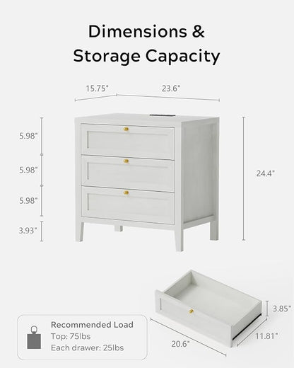 EYYTHUNG 3 Drawer Nightstand - Image 2
