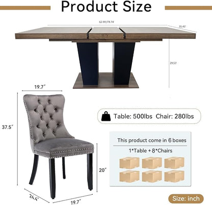 Henf 9 Pieces Extendable Dining Table Set - Image 7