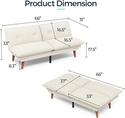 LINSY HOME Futon Sofa Bed, 3 in 1 Convertible Comfy Loveseat Sleeper Sofa Bed - Image 2