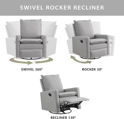 Oxford Baby Uptown Upholstered Swivel Glider and Recliner Nursery Chair - Image 5