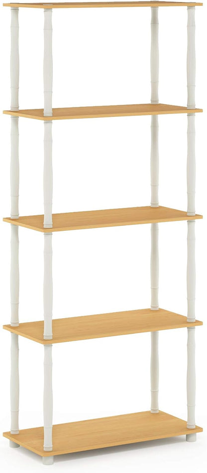 Furinno TURN-S-TUBE Storage Shelves, 5-Tier Book Shelf, Corner Shelf, Toolless - Image 5
