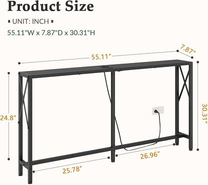 Gewudraw 55.1" Narrow Sofa Table, Console Table - Image 3