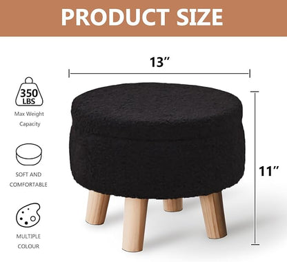 Wimarsbon Storage Ottoman, Modern Round Footrest - Image 3