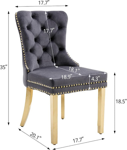 KCC Velvet Dining Chairs Set of 4, Upholstered High-end Tufted Dining Chair - Image 3