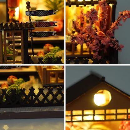 TOPBSFARNY Miniature Wooden Dollhouse Japanese House DIY Doll House Kit Villa - Image 4