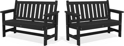 SERWALL Outdoor Bench, HDPE Outdoor Benches Weatherproof, 2-Person Garden Bench by SERWALL