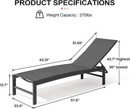 Crestlive Products Outdoor Lounge Chairs, Aluminum Pool Chaise Lounge Chairs - Image 3