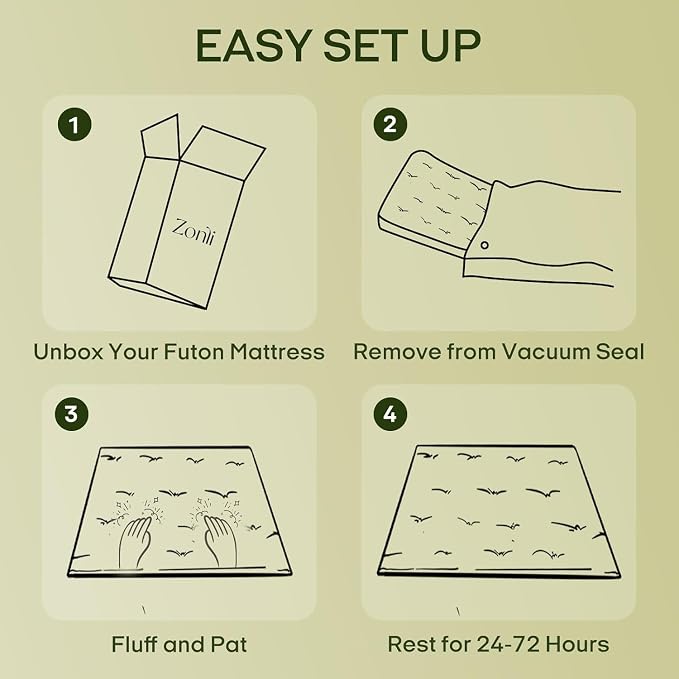 ZonLi Japanese Floor Futon Mattress King Size 76"x 80", 100% Cotton Cover 4'' - Image 9