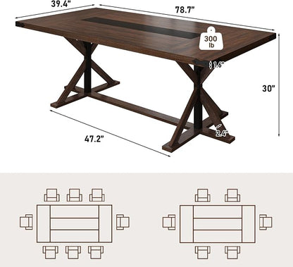 Hlivelood 78 Inch Dining Table for 8 People, Rectangular Kitchen Farmhouse - Image 2
