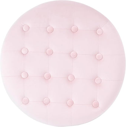 Homepop Home Decor | Upholstered Round Velvet Tufted Foot Rest Ottoman | Ottoman - Image 9