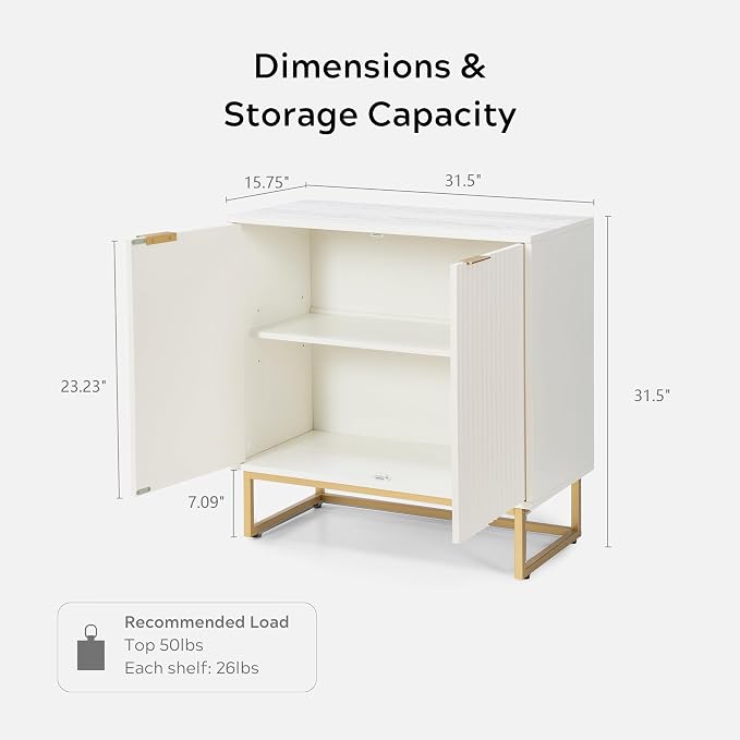 EYYTHUNG Fluted Storage Cabinets Set of 3, Sideboard Buffet Cabinet Modern - Image 3