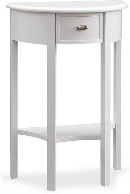 Leick Home 9030-WT Assembled One Drawer Demilune Hall Console by LeickFurniture