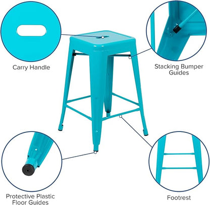 Flash Furniture Lily 24" High Metal Counter-Height, Indoor Bar Stool in Teal - Image 5