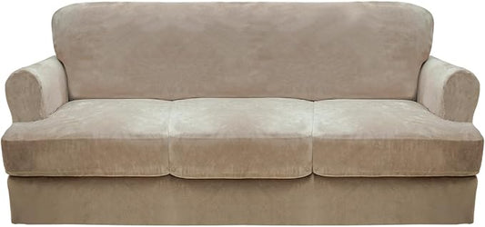 CUCRAF Cushion Sofa Cover 4 Piece Slipcovers, Soft Thick Velvet Couch Cover by CUCRAF