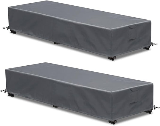 Waterproof Patio Lounge Chair Cover 2 Pack Outdoor Chaise Lounge Covers 600D by GoldenRaindrop