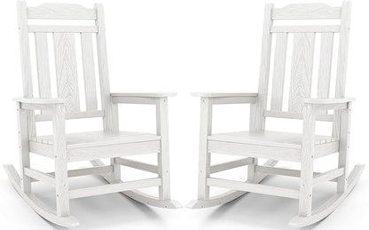 SERWALL Oversized Outdoor Rocking Chair Set of 2, HDPE Outdoor Rocking Chair by SERWALL