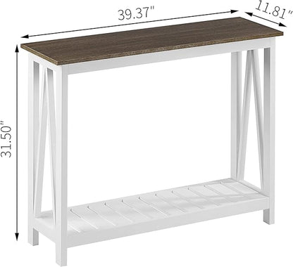 ChooChoo Farmhouse Console Table, Rustic Vintage Narrow Sofa Table - Image 2