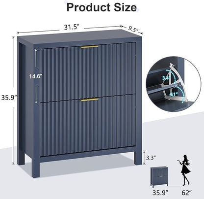 YOMILUVE Shoe Cabinet Storage for Entryway, Fluted Shoe Cabinet - Image 2