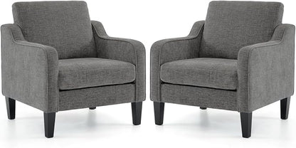 VINGLI Accent Chairs Set of 2 for Living Room, Light Grey Mid Century Modern by VINGLI