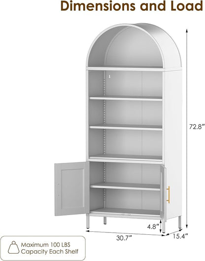 VEXPOR 73" Tall Metal Arched Bookcase - Image 2
