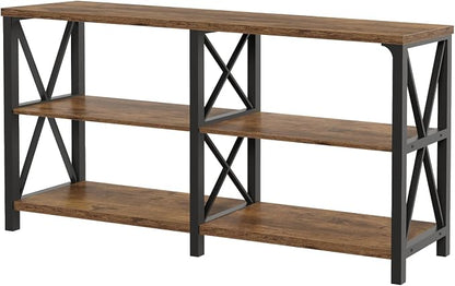 LVB Wood Console Table, Rustic 3 Tier Sofa Table Behind Couch, Industrial Metal - Image 8
