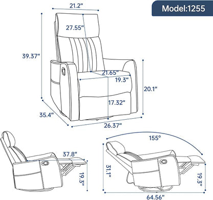 Trustyue Swivel Rocker Recliner Chair, 360° Swivel Recliner - Image 3