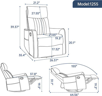 Trustyue Swivel Rocker Recliner Chair, 360° Swivel Recliner - Image 2