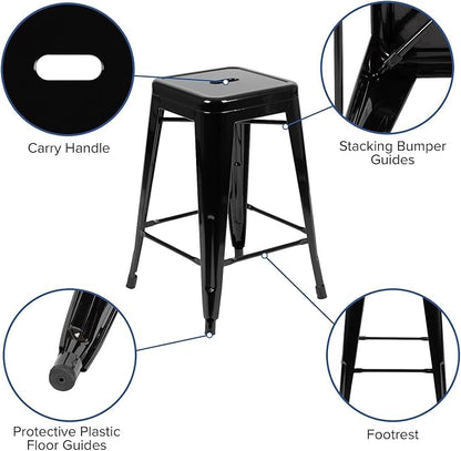 Flash Furniture Lily 24" High Metal Counter-Height, Indoor Bar Stool in Black - Image 6