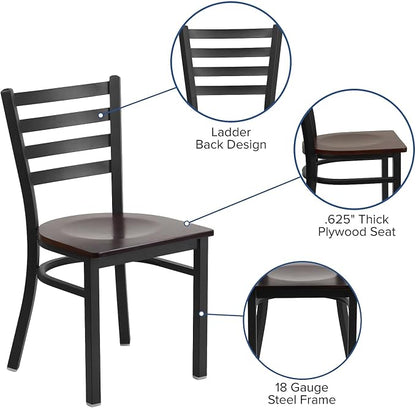 Flash Furniture 2 Pack HERCULES Series Black Ladder Back Metal Restaurant Chair - Image 7