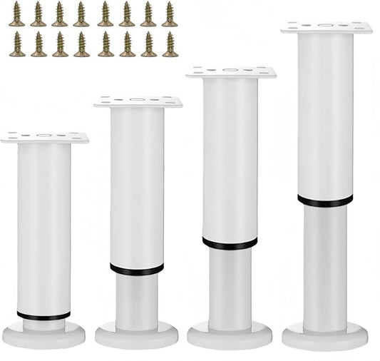 4PCS Adjustable 9.64-16.6 Inch Metal Furniture Legs White Furniture Replacement by SWTOOL
