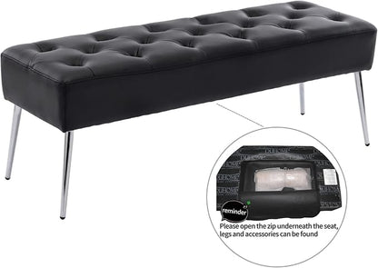 DUHOME Button-Tufted Ottoman Bench, Upholstered Bedroom Benches Footrest Stool - Image 6