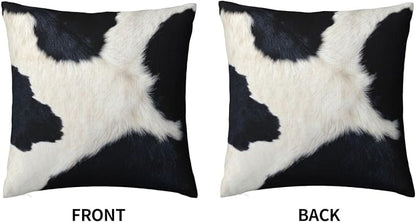 Black and White Western Cow Print Pillow Covers 18x18 Set of 2, Cowhide Accent - Image 2