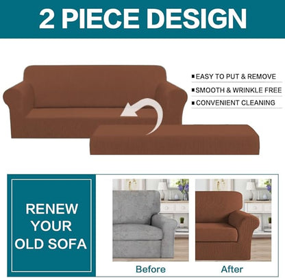 Turquoize Stretch Sofa Slipcover 2 Pieces Sofa Cover Couch Cover - Image 4