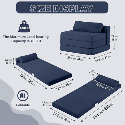 Tiita Folding Sofa Bed Chair, 4-Fold Convertible Sleeper Chair - Image 2