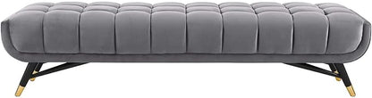 Modway Adept Mid-Century Modern Velvet Upholstered Tufted Accent Bench in Gray by Modway