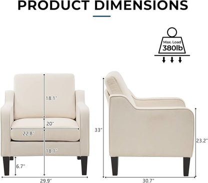VINGLI Modern Accent Chairs Set of 2, Upholstered Sofa Chair Reading Chair - Image 2