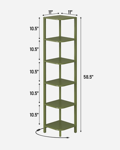 TUTOTAK Corner Shelf with LED Light, 6-Tier Corner Bookshelf - Image 2