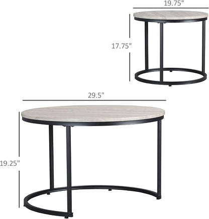 HOMCOM Round Nesting Tables Set of 2, Stacking Coffee Table Set - Image 3