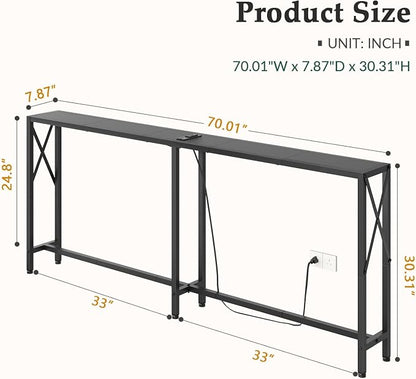 Gewudraw Console Table Narrow Long, Behind Couch Table - Image 3