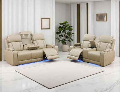 Leather Power Recliner Sofa Set, Living Room Furniture Sets, 2 Piece Reclining by LYfurniture