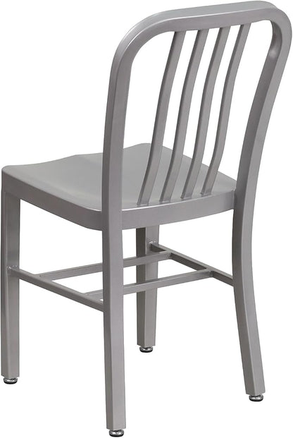Flash Furniture Commercial Grade Silver Metal Indoor-Outdoor Chair - Image 5