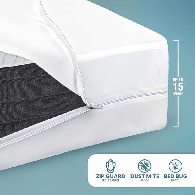 Utopia Bedding Mattress Protector Zippered Queen Size, 100% Waterproof Bed Bug - Image 9