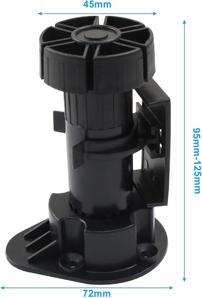 Jiozermi 4 Pack Black Plastic Cabinet Legs, Adjustable Furniture Feet - Image 2