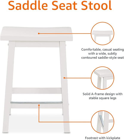 Amazon Basics Solid Wood Saddle-Seat Counter Height Bar Stools - Image 6
