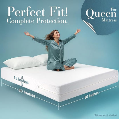 Utopia Bedding Mattress Protector Zippered Queen Size, 100% Waterproof Bed Bug - Image 2