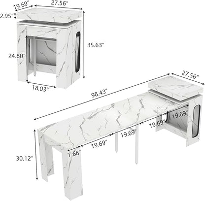 Extendable Dining Table with Charging Station, Convertible Folding Console Table - Image 2