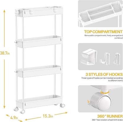 SPACELEAD 2-piece Set Slim Storage Cart 3 Tier, Bathroom Organizer Rolling - Image 2