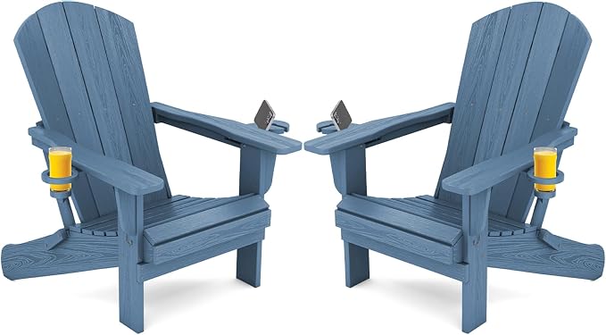 SERWALL Folding Adirondack Chair, HDPE Adirondack Chairs Set of 2, Plastic by SERWALL
